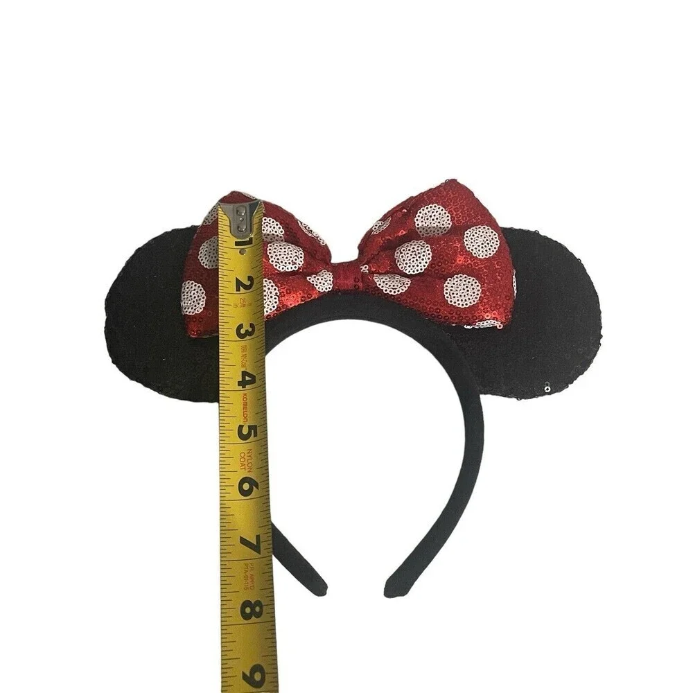 Disney Parks Minnie Mouse Classic Red Bow Black Ears Sequin Headband